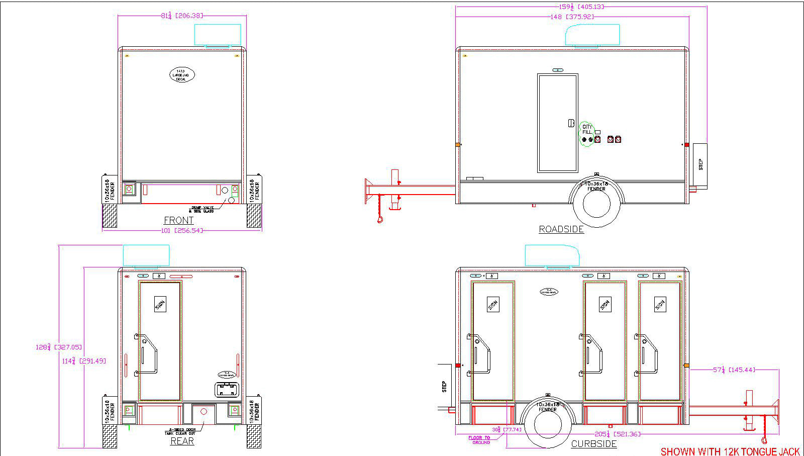 4 Stall 4 Sink Solar Suite Trailer